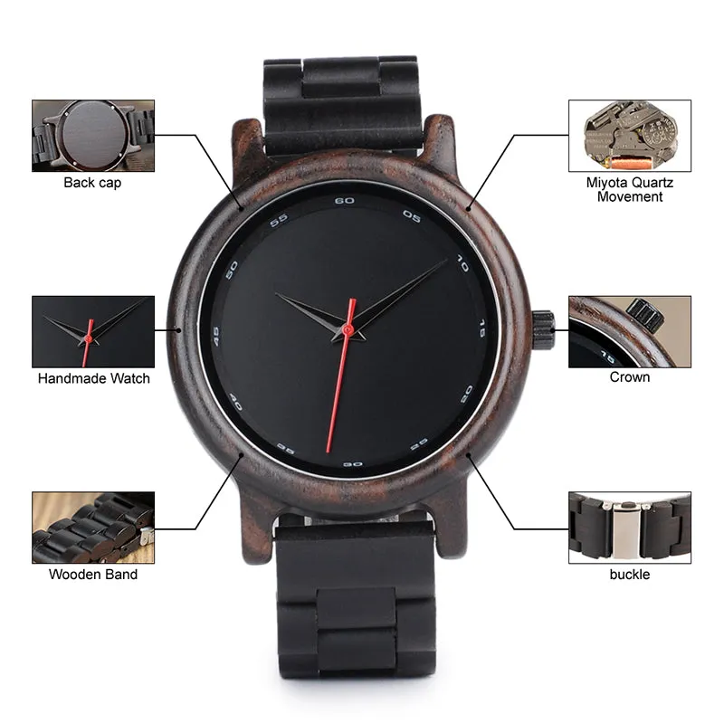 Men's Ebony Wood Watch With Wooden Gift Box