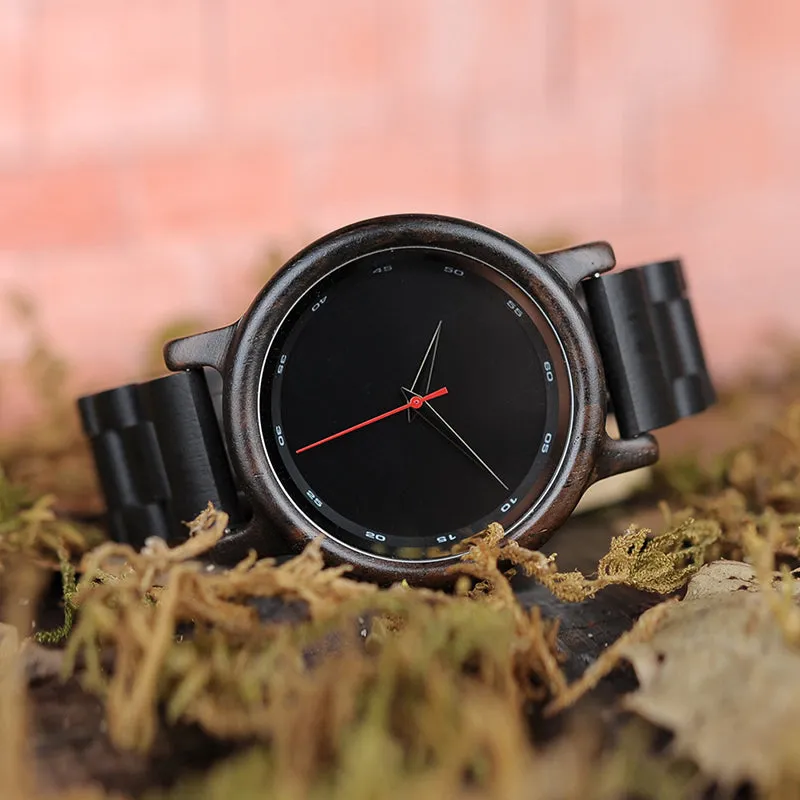 Men's Ebony Wood Watch With Wooden Gift Box