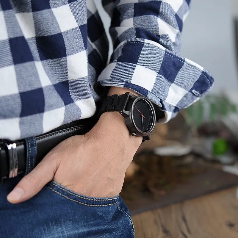 Men's Ebony Wood Watch With Wooden Gift Box