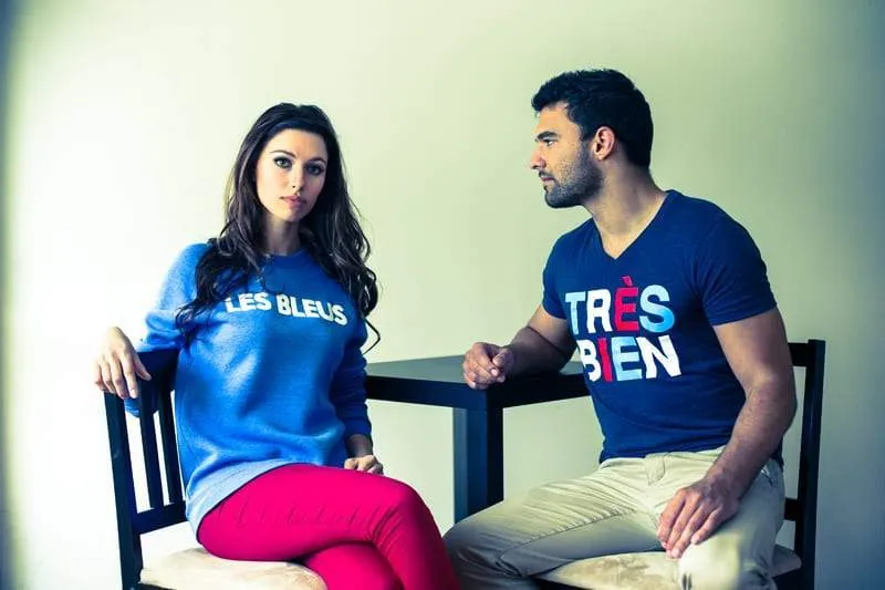 Men's - Les Bleus Heather Light Blue Crew Neck Sweater