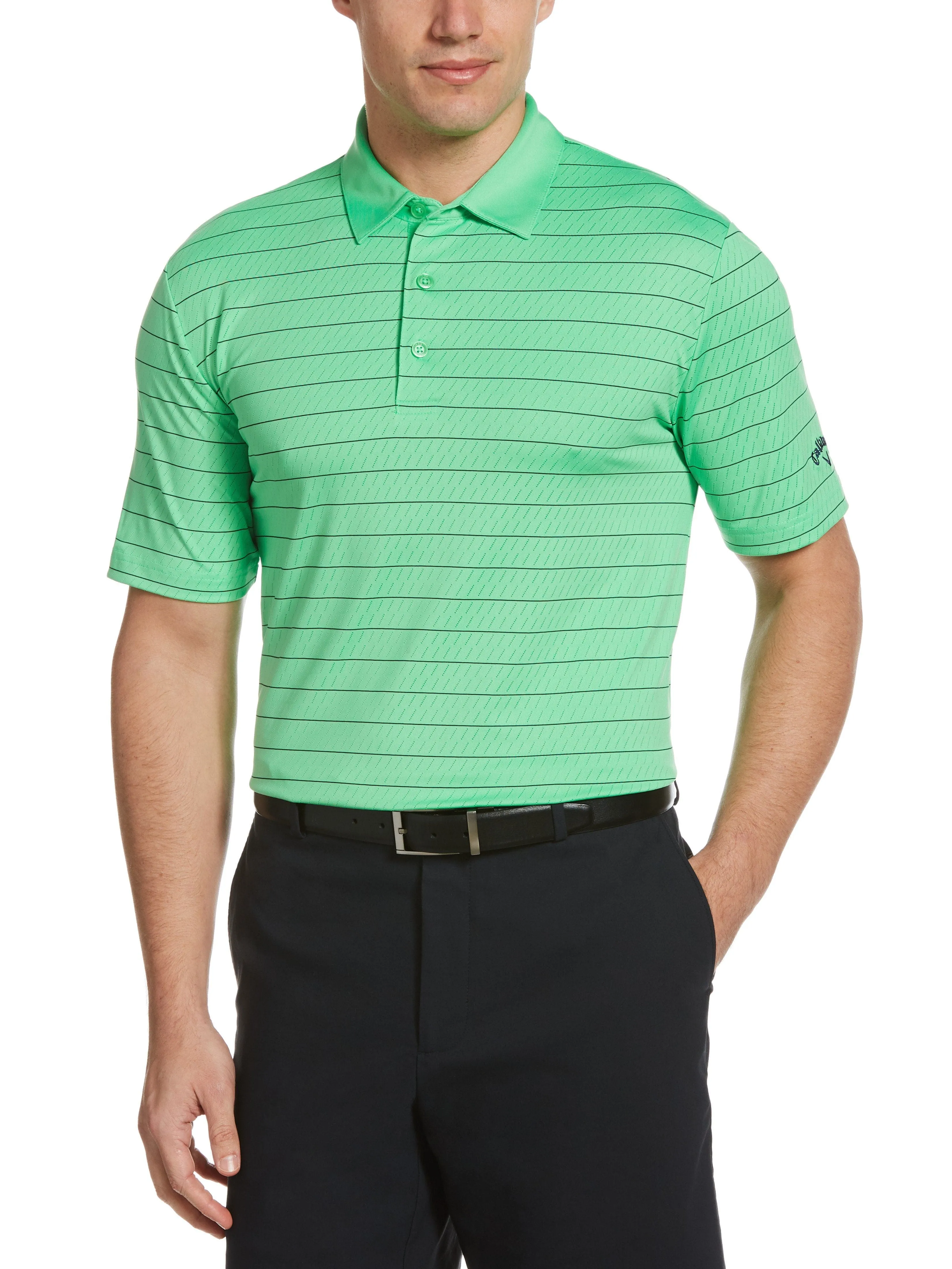 Mens Ventilated Stripe Polo