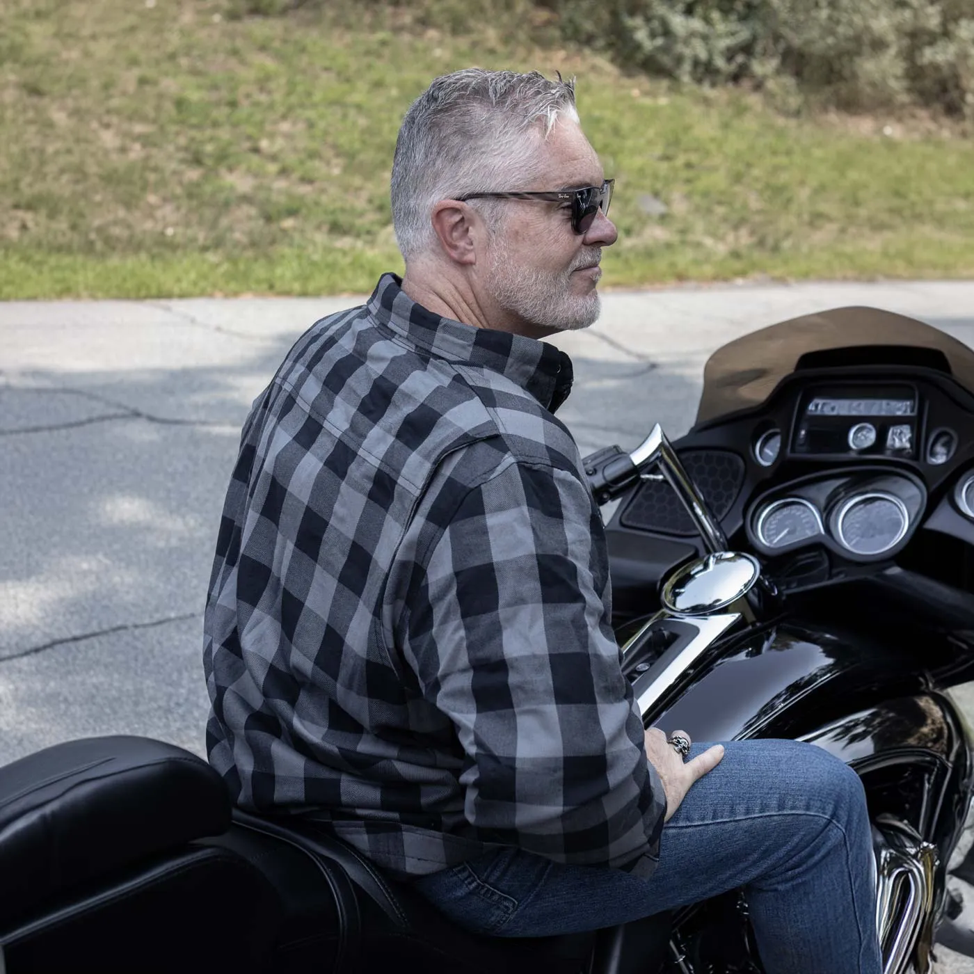 Milwaukee Leather MPM1630 Men's Plaid Flannel Biker Shirt w/ CE Armor - Reinforced w/ Aramid Fibers