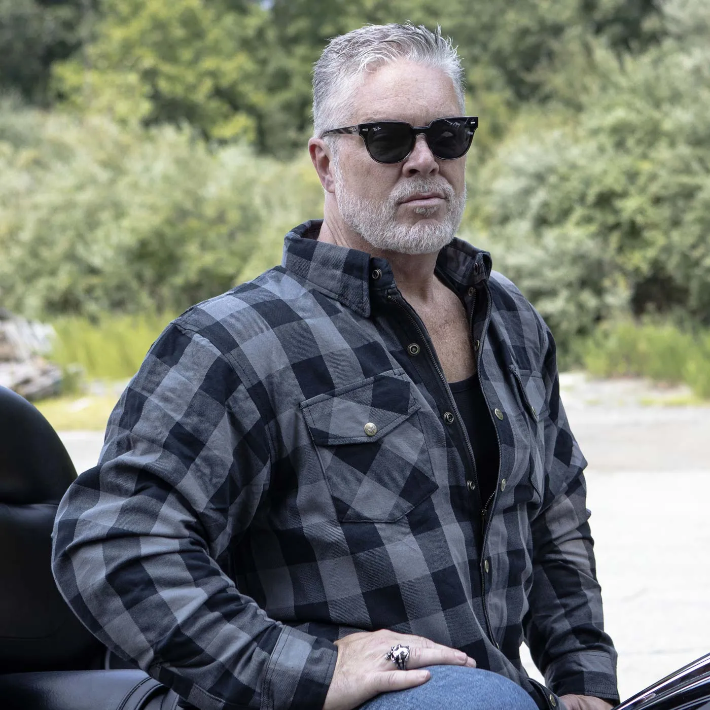 Milwaukee Leather MPM1630 Men's Plaid Flannel Biker Shirt w/ CE Armor - Reinforced w/ Aramid Fibers