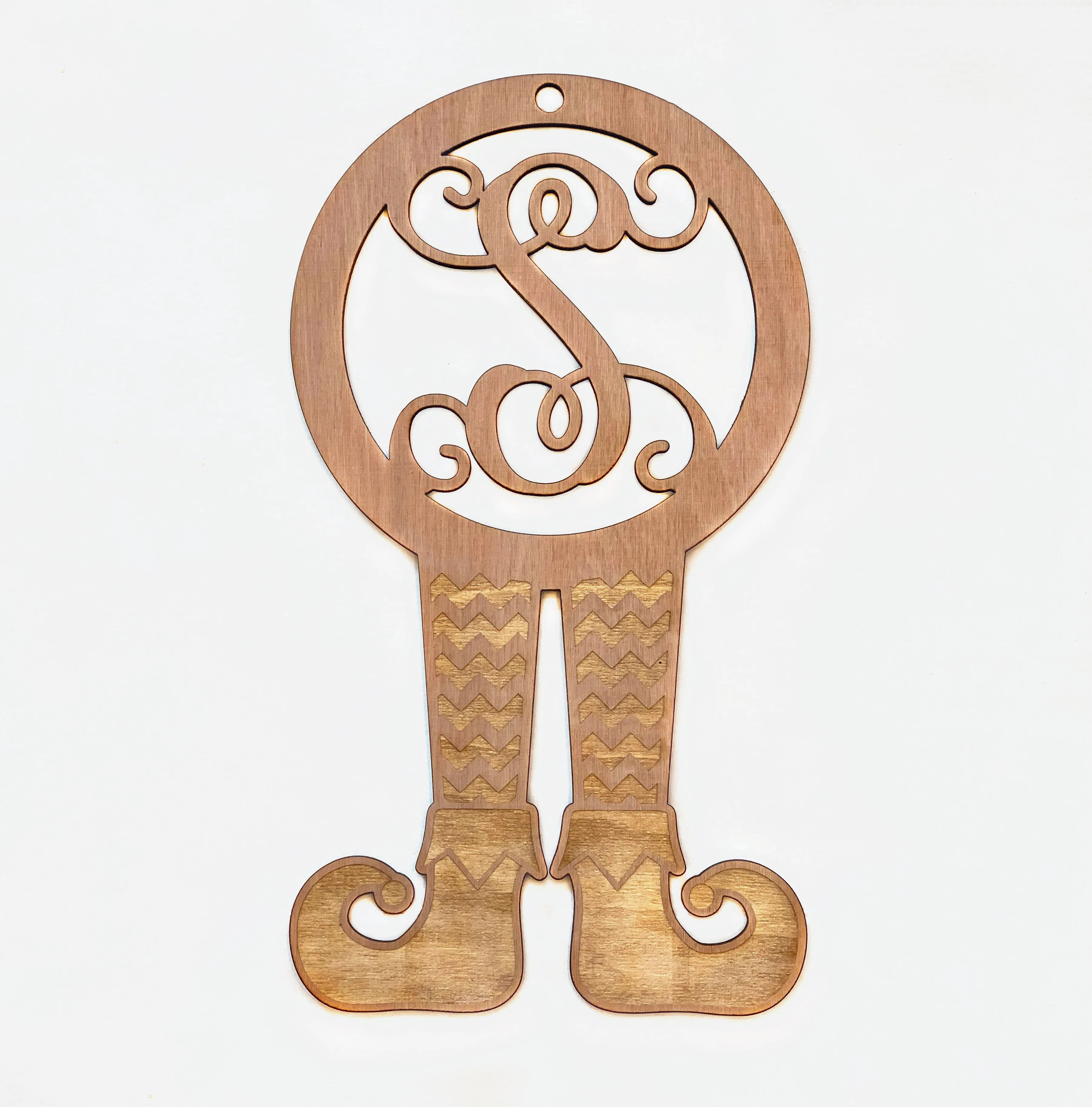 Monogrammed Elf Shoes Wooden Sign