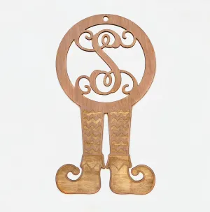 Monogrammed Elf Shoes Wooden Sign