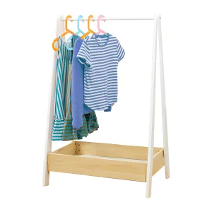Montessori Wooden Childrens Clothes Rail with Storage | Dress up Rail | 98cm High