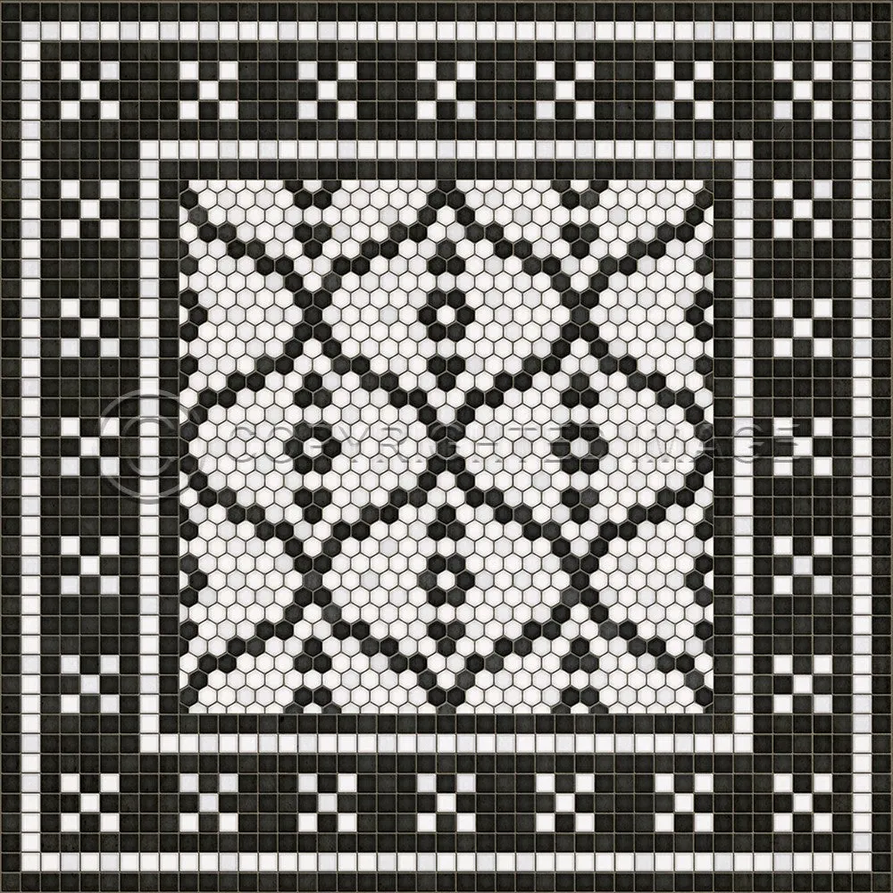 Mosaic F "Pelham Bay Park" Vinyl Floorcloth - Spicher & Co.