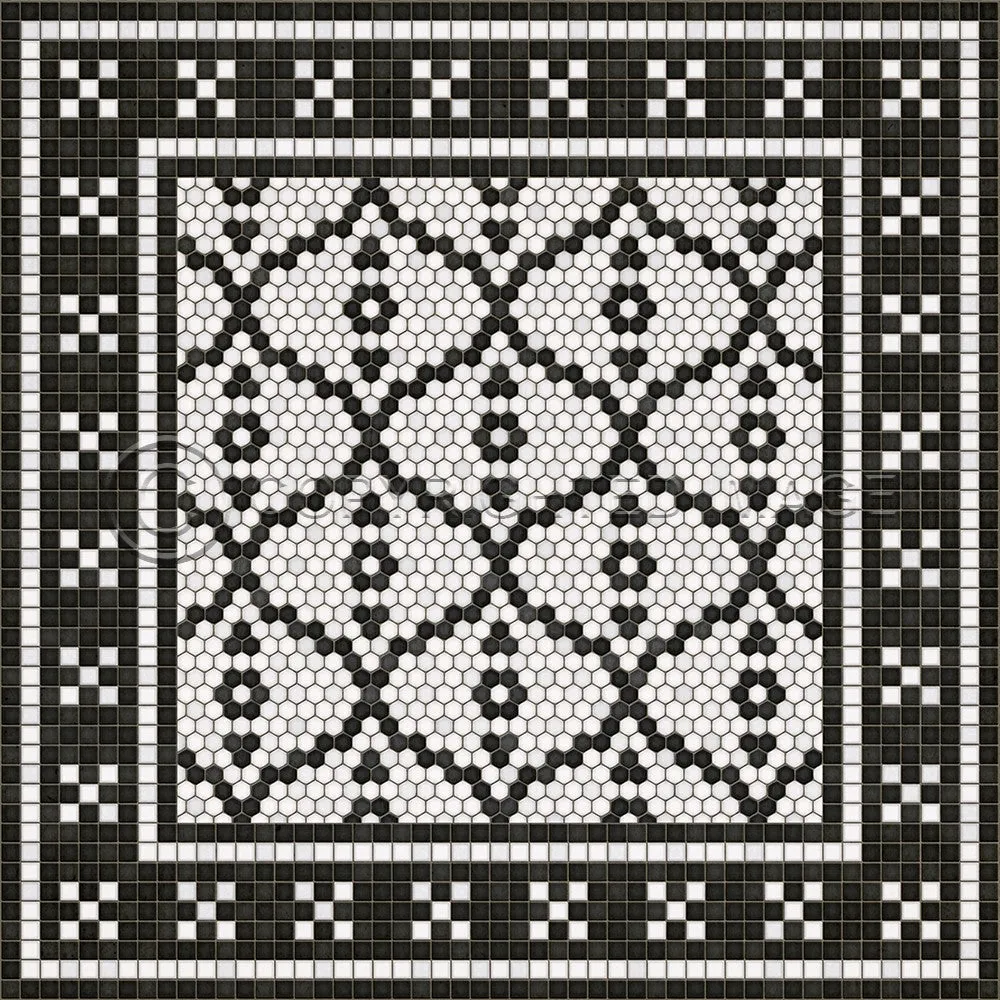 Mosaic F "Pelham Bay Park" Vinyl Floorcloth - Spicher & Co.