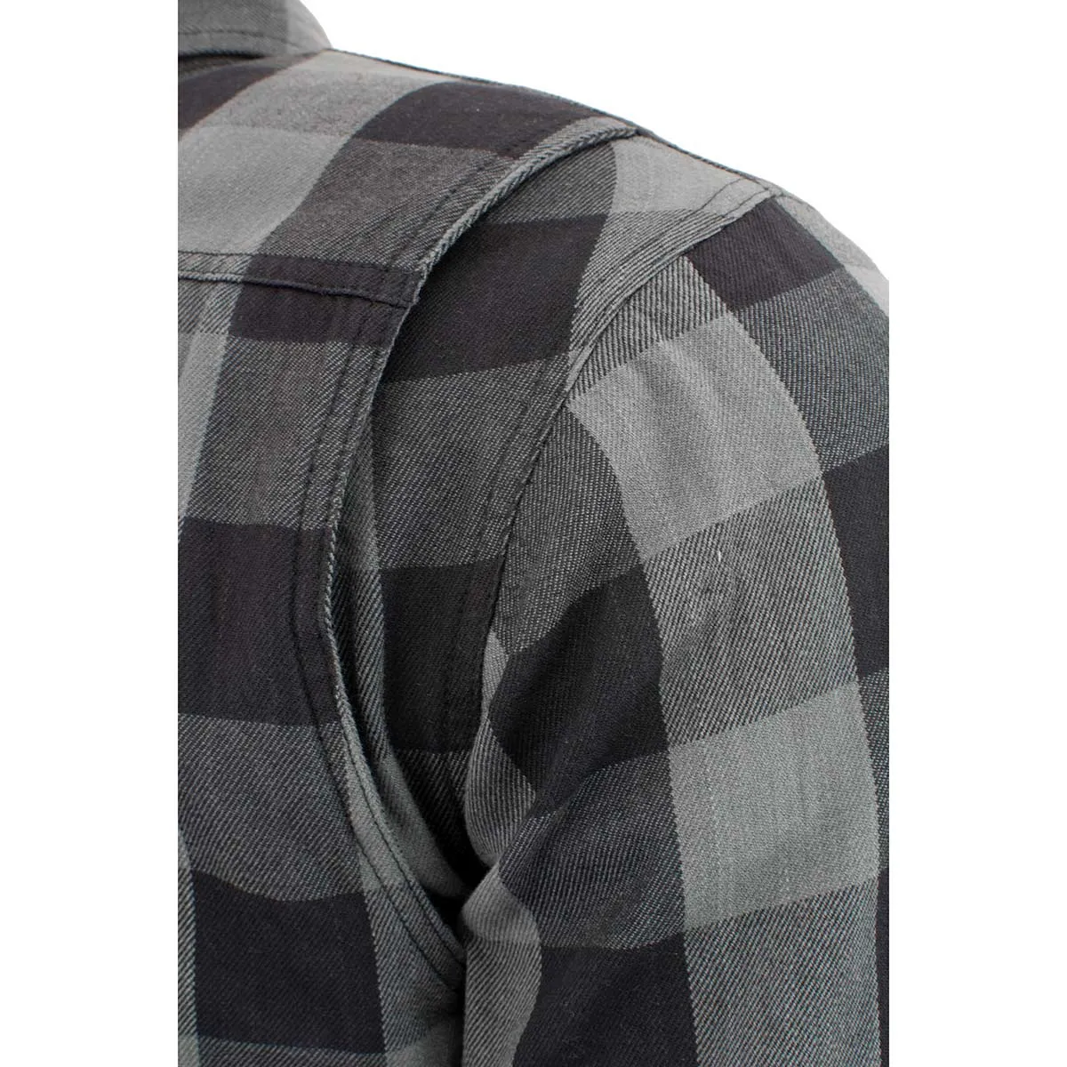 MPM1630 Men's Plaid Flannel Biker Shirt with CE Approved Armor - Reinforced w/ Aramid Fibers