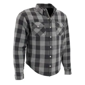 MPM1630 Men's Plaid Flannel Biker Shirt with CE Approved Armor - Reinforced w/ Aramid Fibers