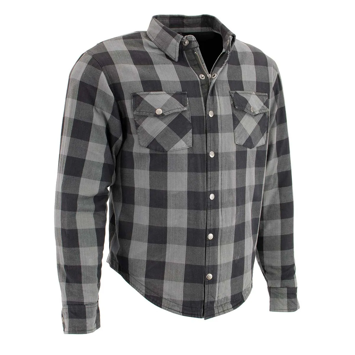 MPM1630 Men's Plaid Flannel Biker Shirt with CE Approved Armor - Reinforced w/ Aramid Fibers