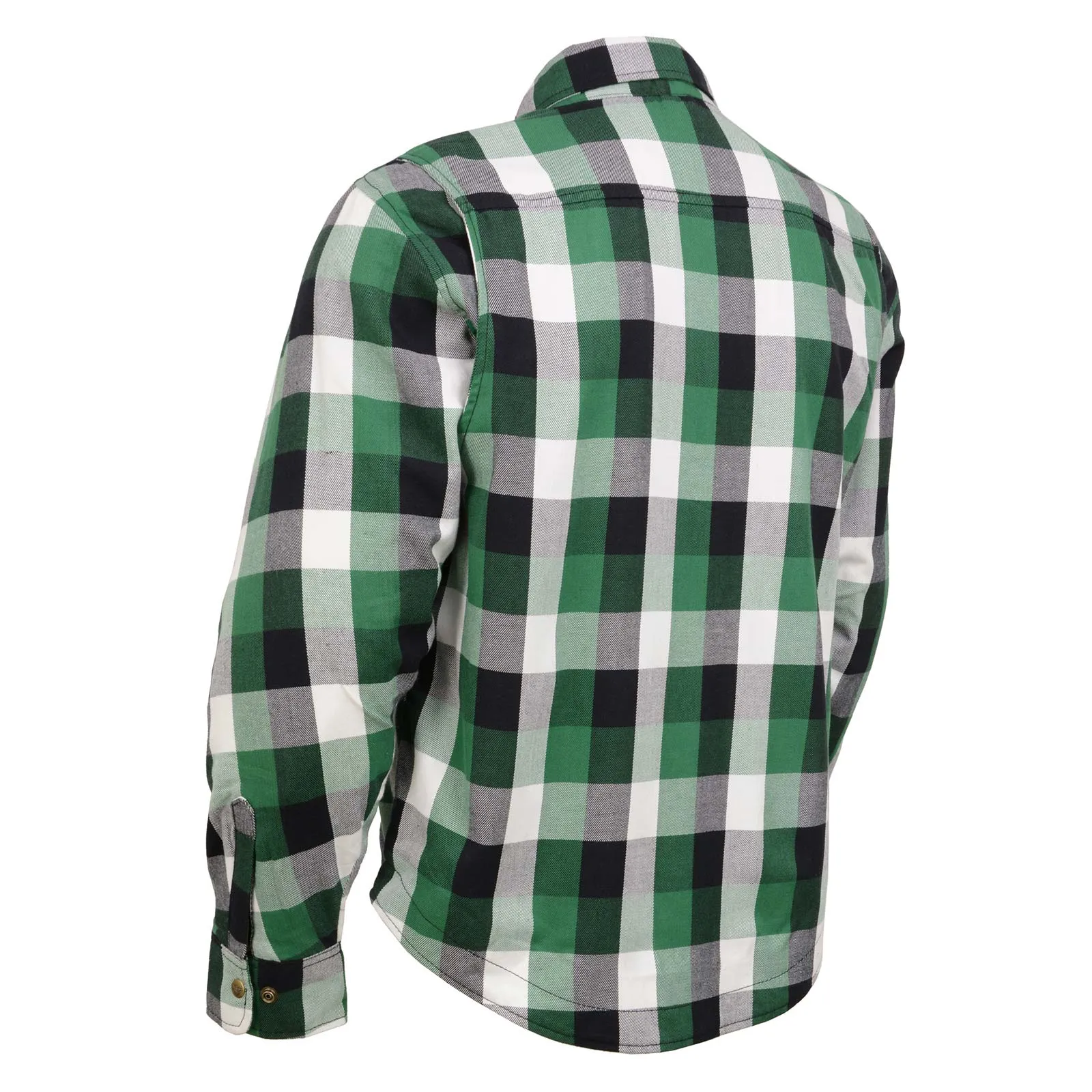MPM1651 Men's Plaid Flannel Biker Shirt with CE Approved Armor - Reinforced w/ Aramid Fiber