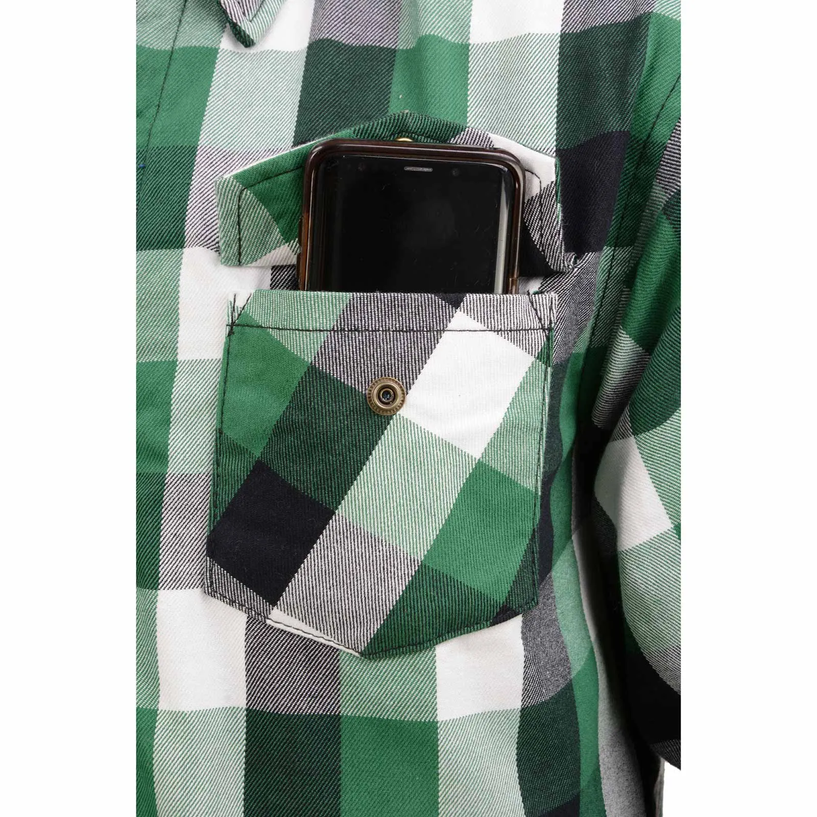 MPM1651 Men's Plaid Flannel Biker Shirt with CE Approved Armor - Reinforced w/ Aramid Fiber