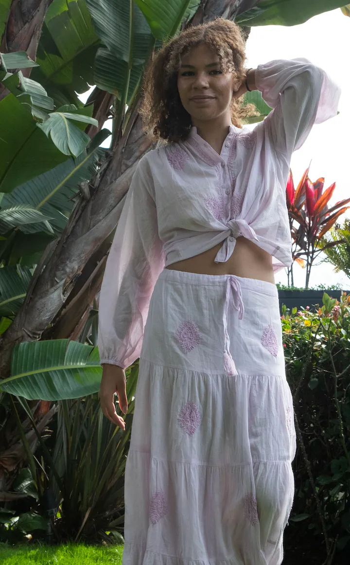 Mylene Embroidered Maxi Skirt Lavender