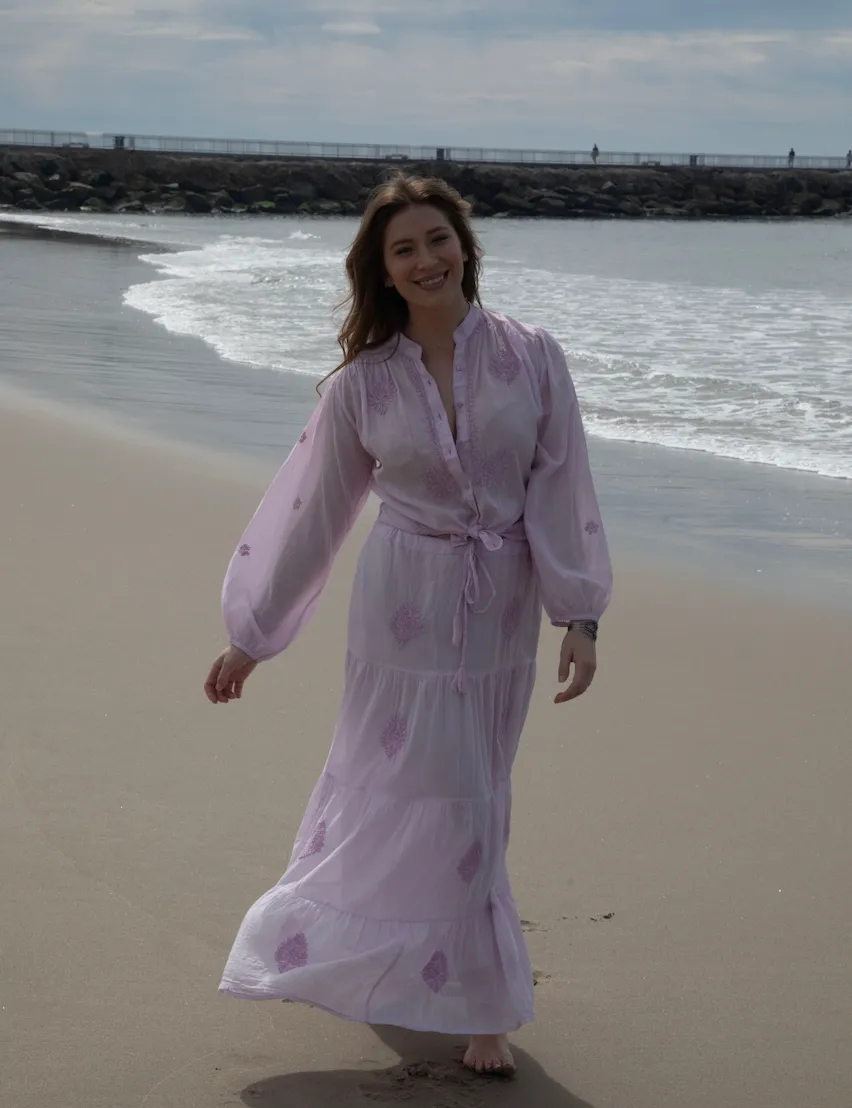 Mylene Embroidered Maxi Skirt Lavender