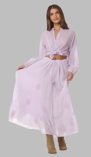 Mylene Embroidered Maxi Skirt Lavender