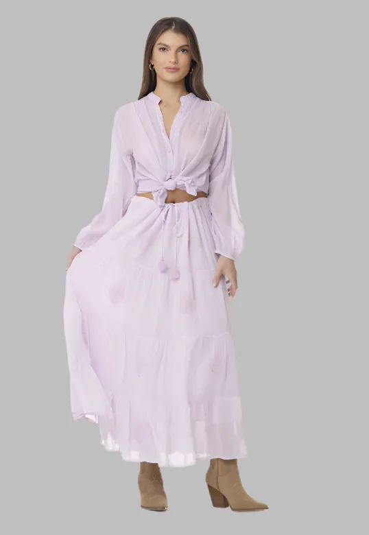 Mylene Embroidered Maxi Skirt Lavender