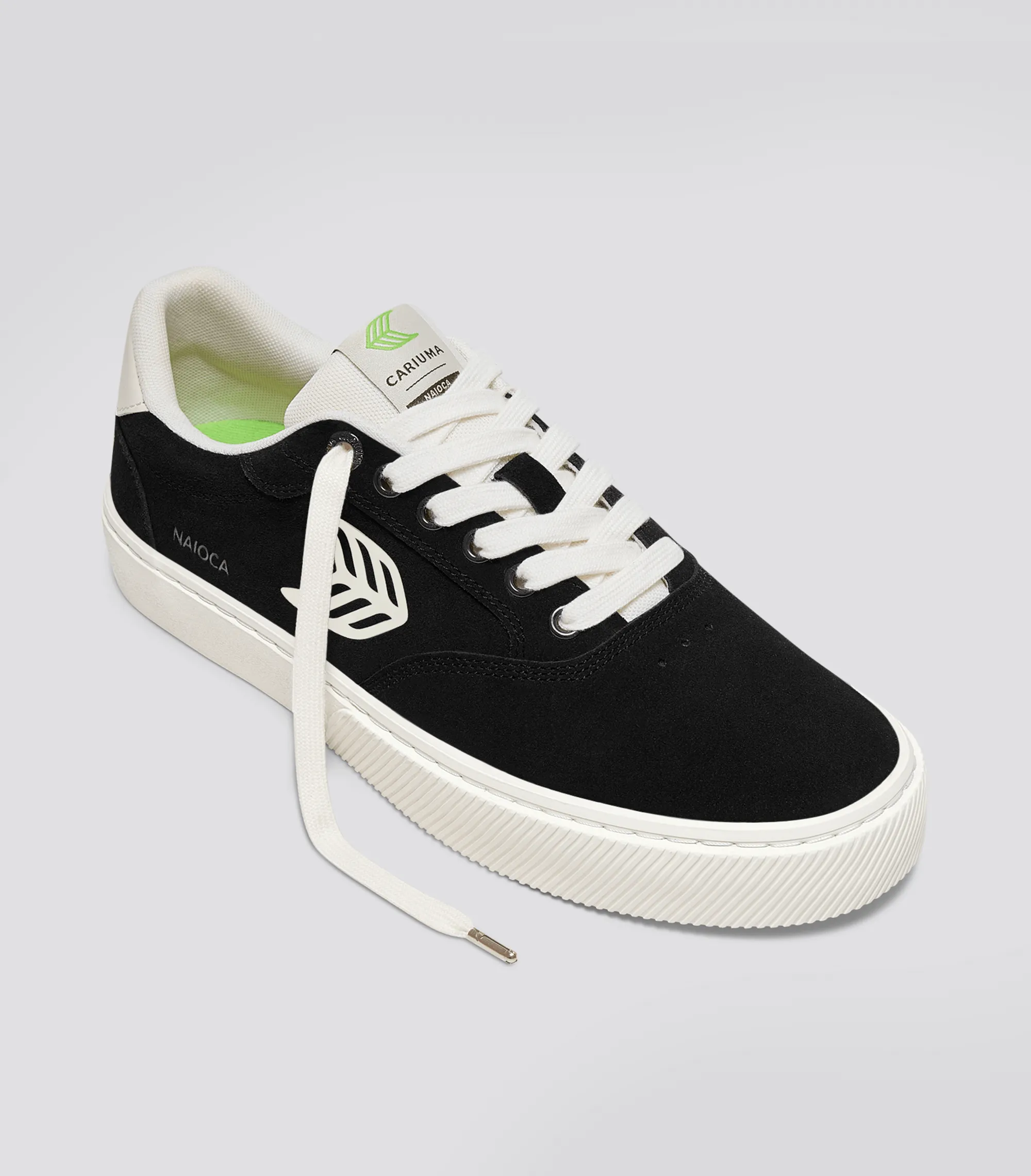NAIOCA Black Suede Ivory Logo Sneaker Women