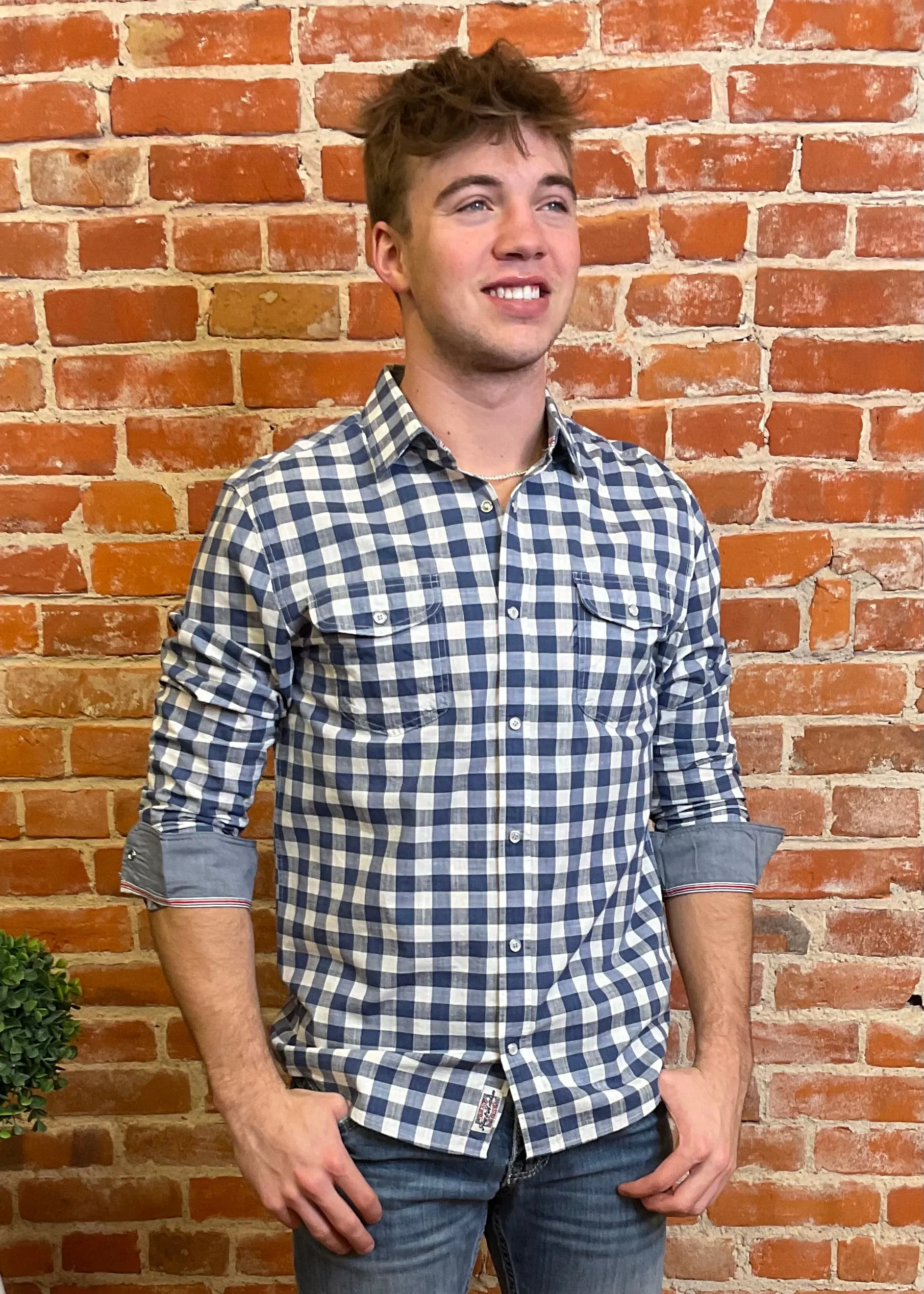 Navy and White Harbuck Long Sleeve