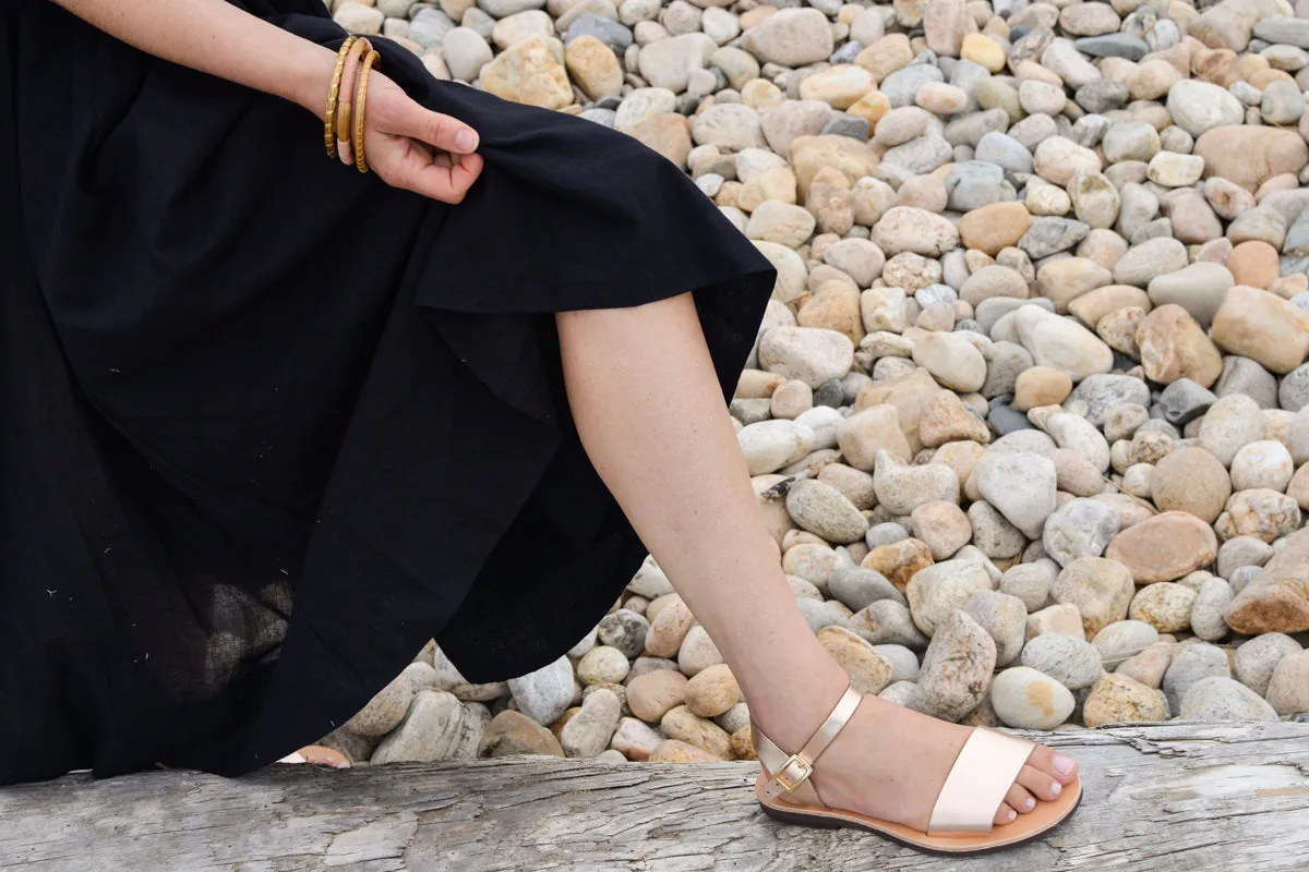 NEMESIS ROSE GOLD LEATHER SANDALS