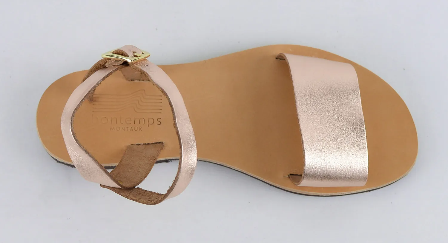 NEMESIS ROSE GOLD LEATHER SANDALS