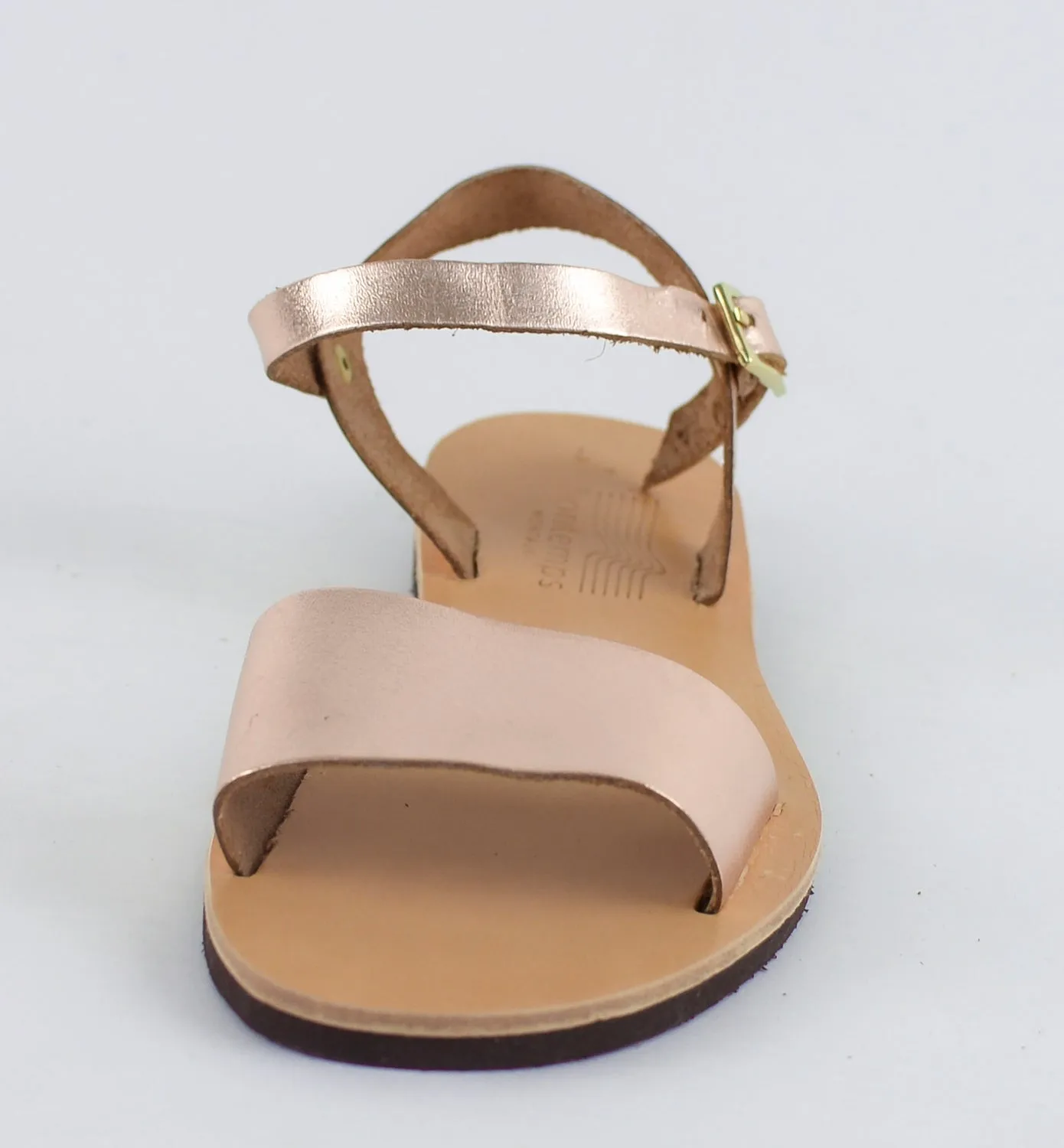 NEMESIS ROSE GOLD LEATHER SANDALS