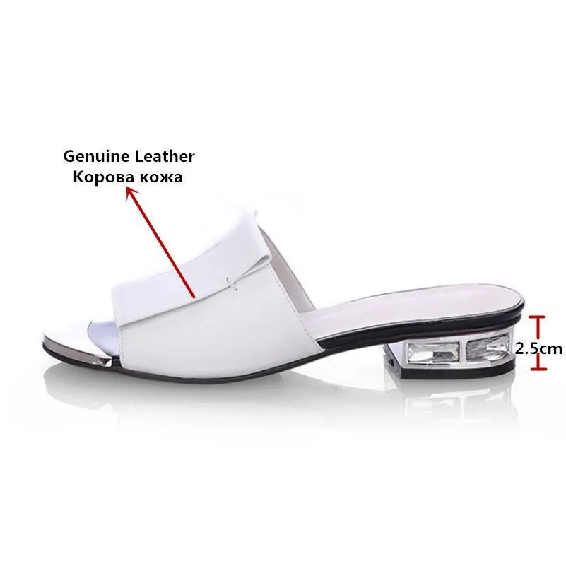 New Women  High Quality Square High Heels Pumps Genuine Leather Shoes