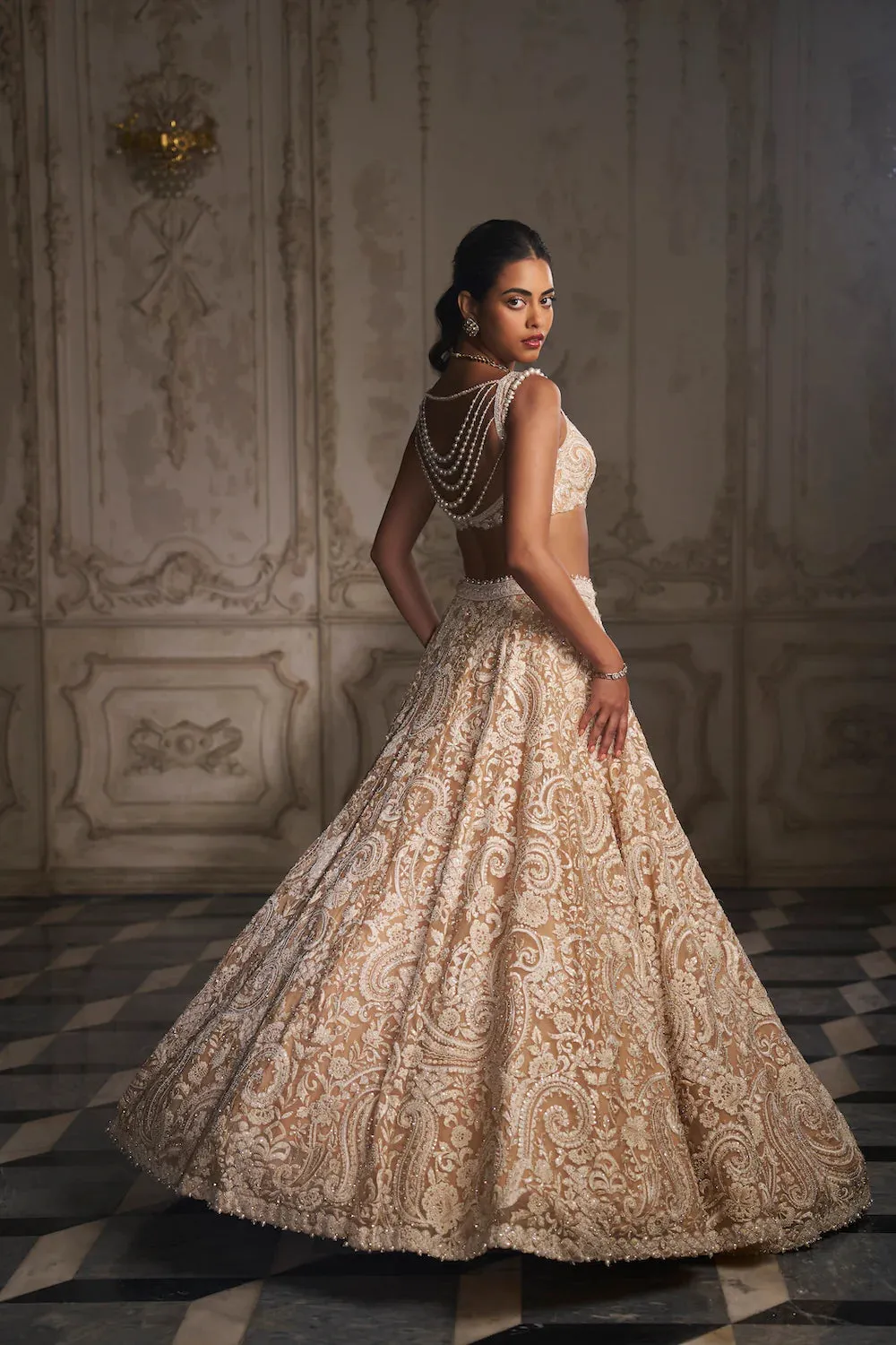 Nude Paisley Lehenga Set