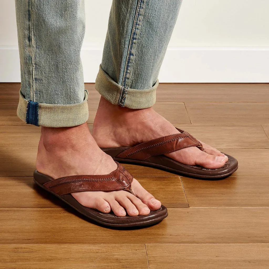 Olukai Mens Hiapo Rum Dark Wood Sandal