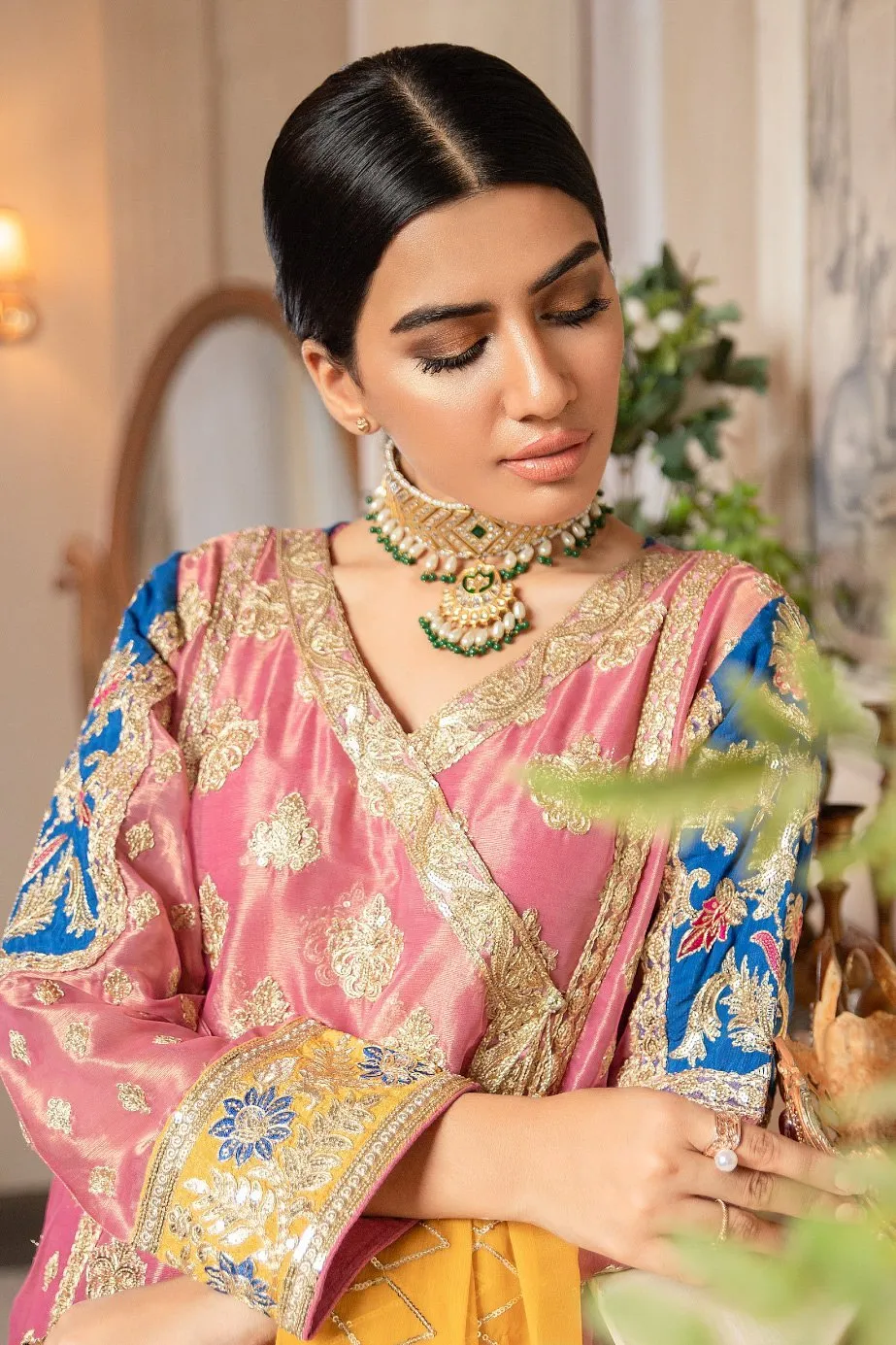 Pakistani Angrakha Dress In Beautiful Color Combination # CA119