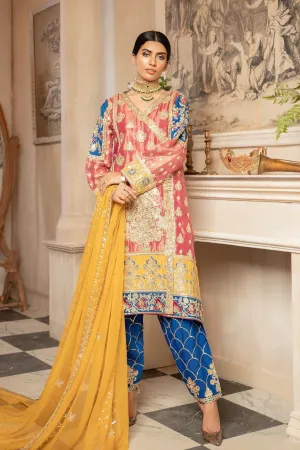 Pakistani Angrakha Dress In Beautiful Color Combination # CA119