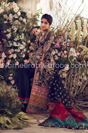 Pakistani Gown in Embroidered Coal Black Color - #PS10