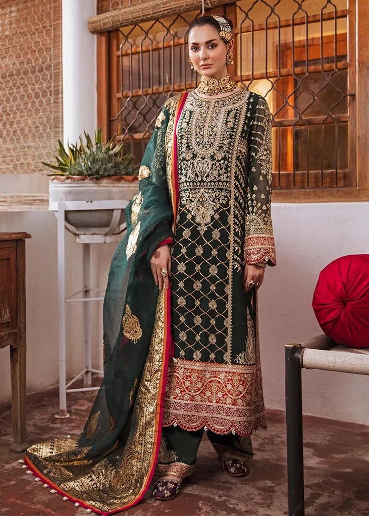 Pakistani Wedding Party Dress in Green Color #PF123