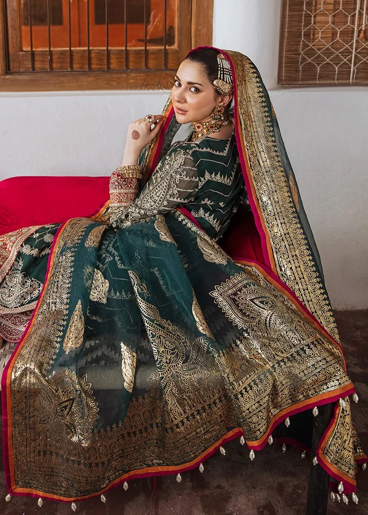 Pakistani Wedding Party Dress in Green Color #PF123