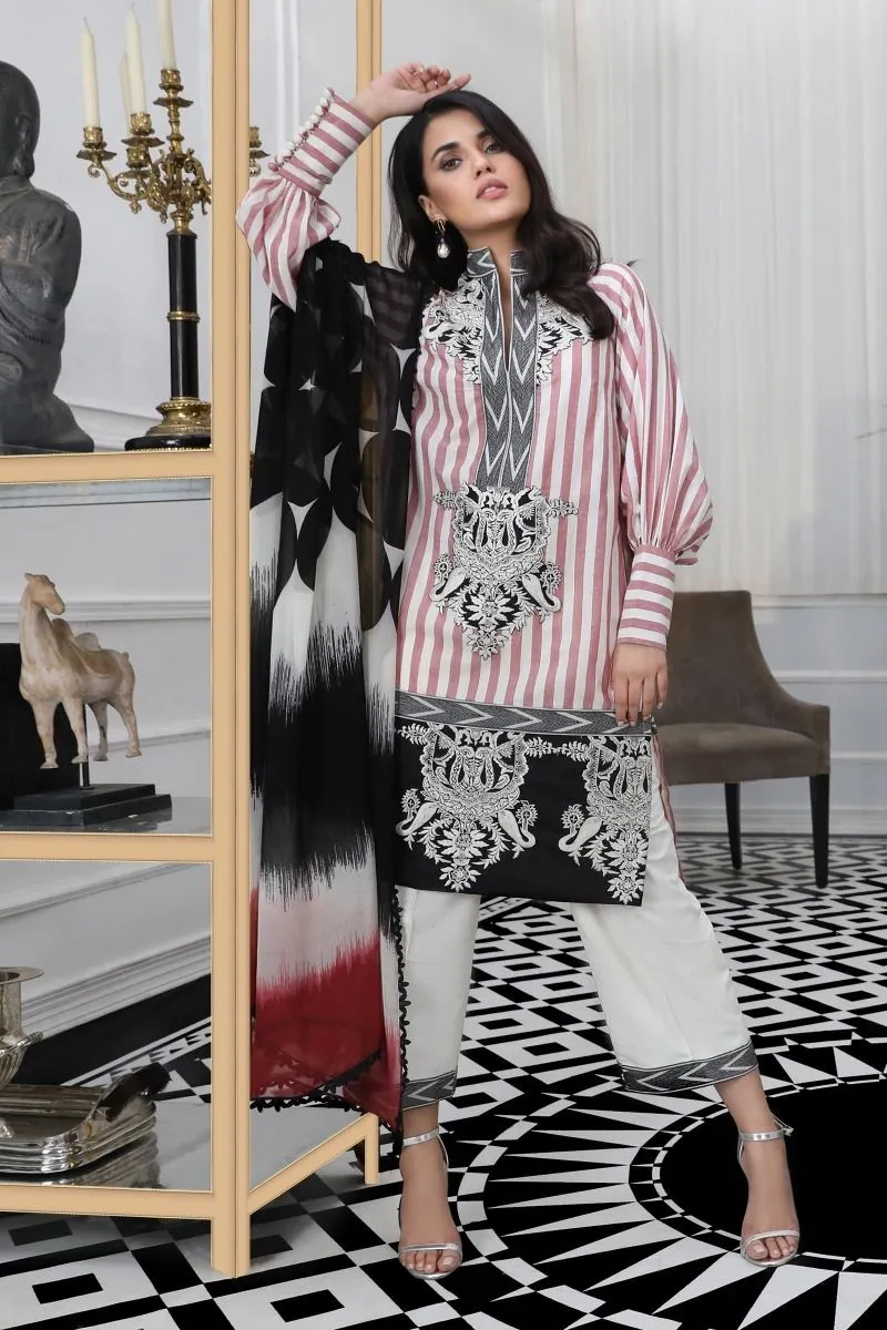 Pakistani woven dress for casual wear in white and black color # P2385