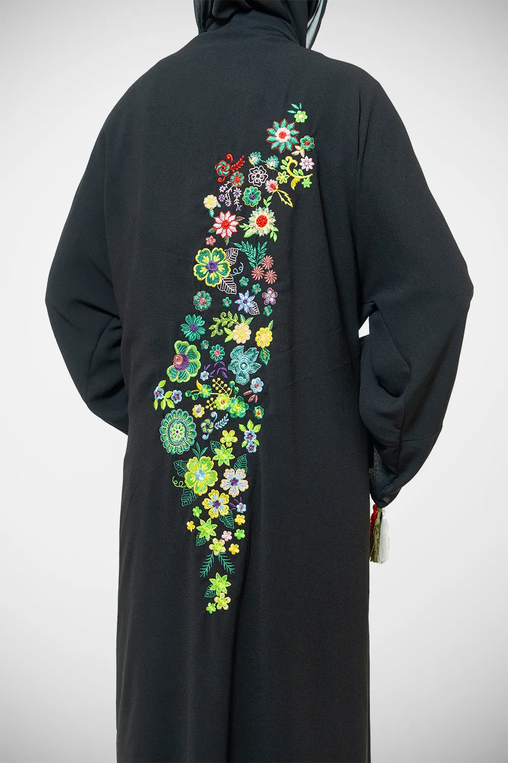 Palestinian Floral Heritage Modest Open Abaya