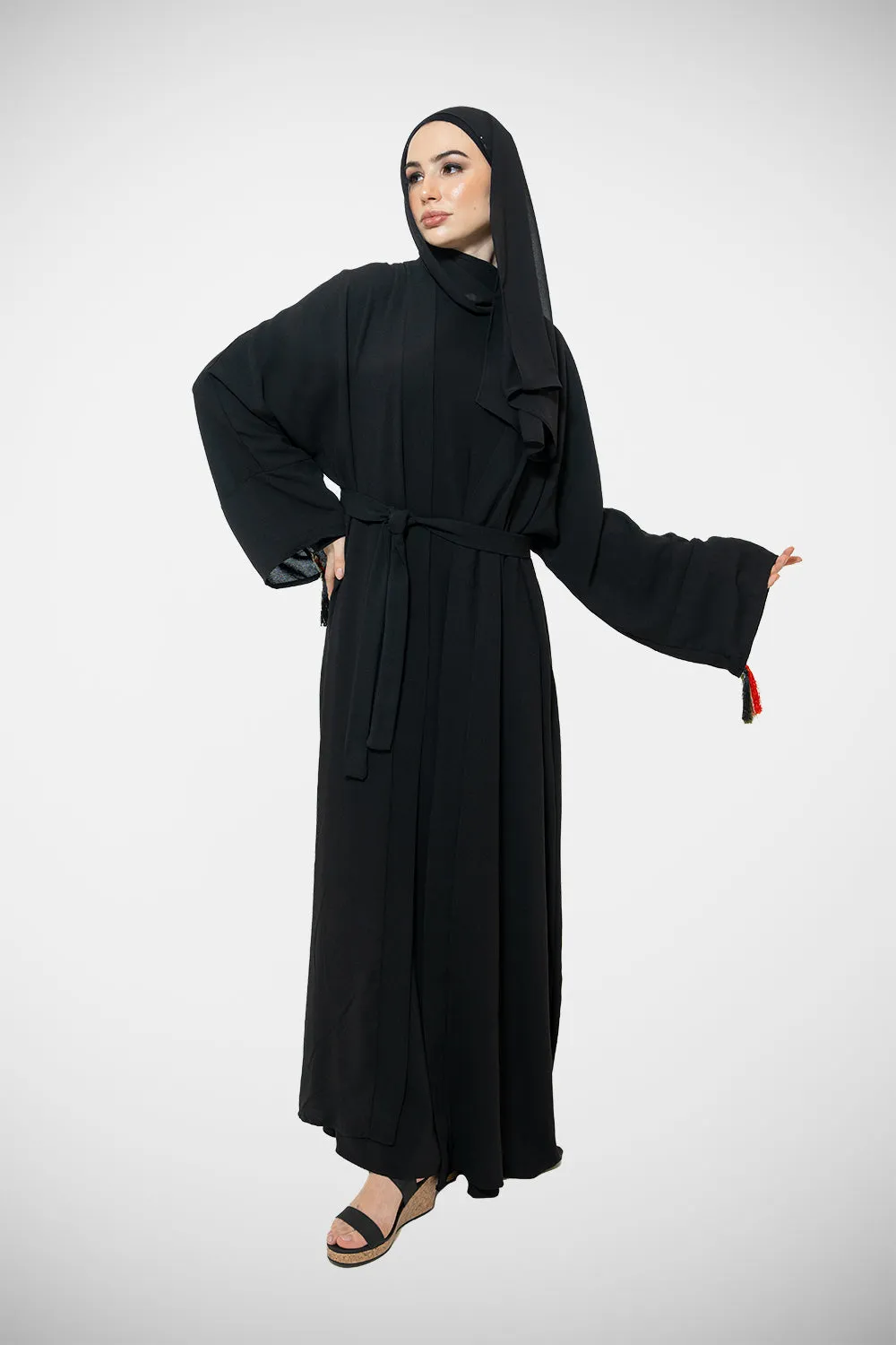 Palestinian Floral Heritage Modest Open Abaya