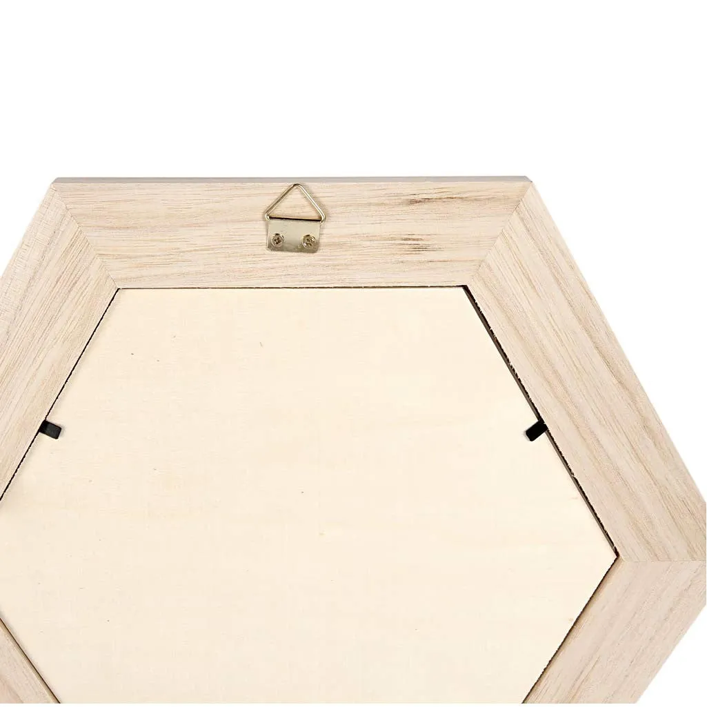 Paulownia Wood Hexagonal Frame With Mirror Hanging Home Decoration Crafts 26x26 cm