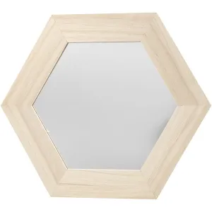 Paulownia Wood Hexagonal Frame With Mirror Hanging Home Decoration Crafts 26x26 cm