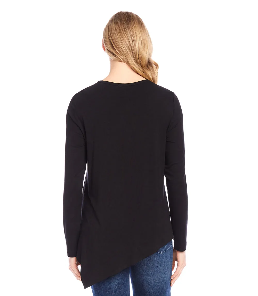 Petite Size Embellished Asymmetric Top
