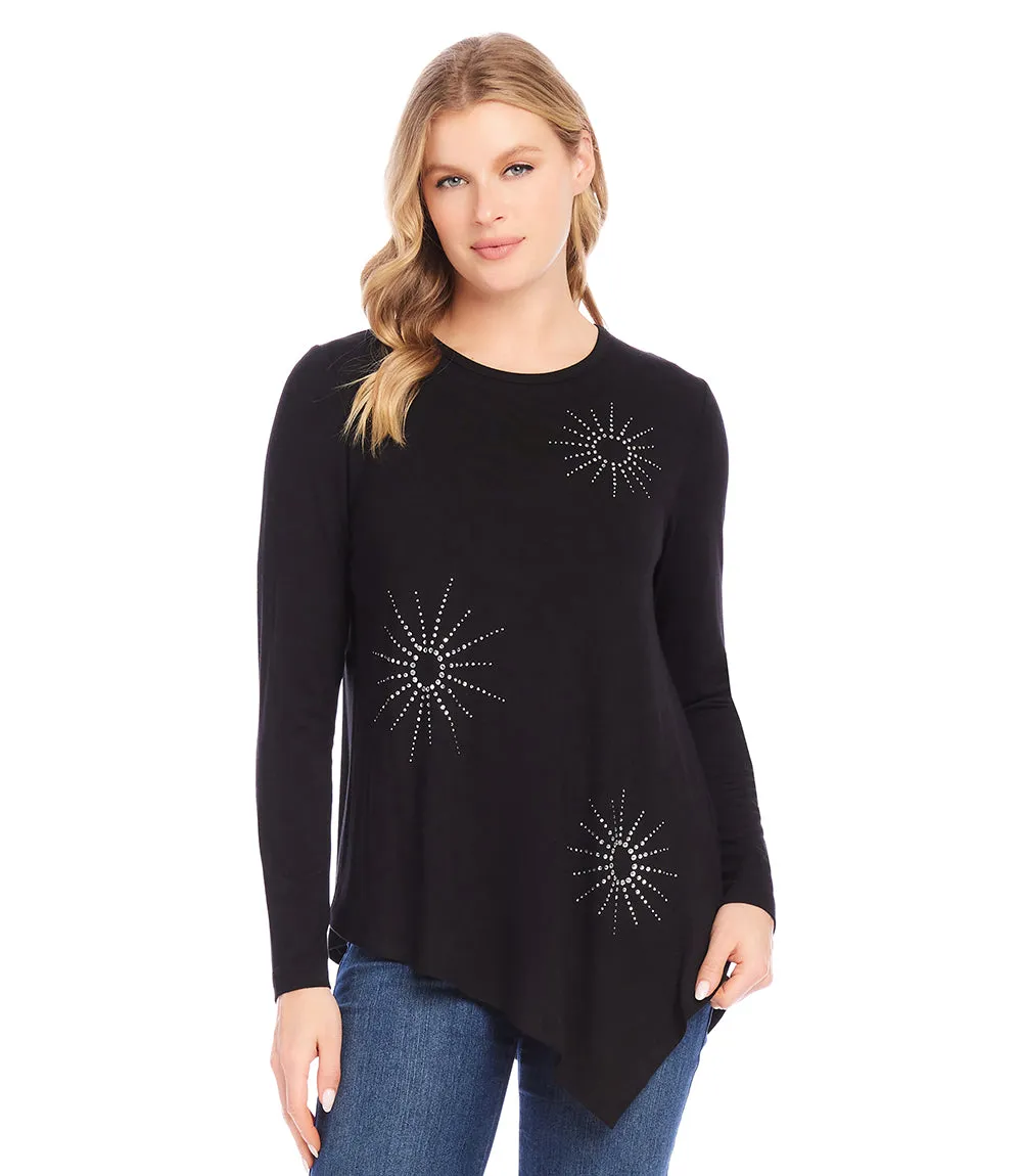 Petite Size Embellished Asymmetric Top