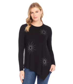 Petite Size Embellished Asymmetric Top