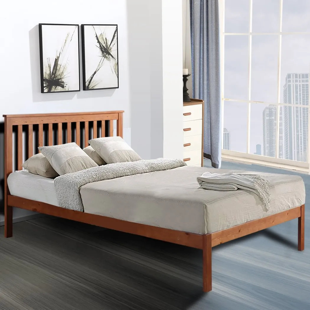 Pine Wood Kids Children Bed Frame Mattress Platform Base King Single Size