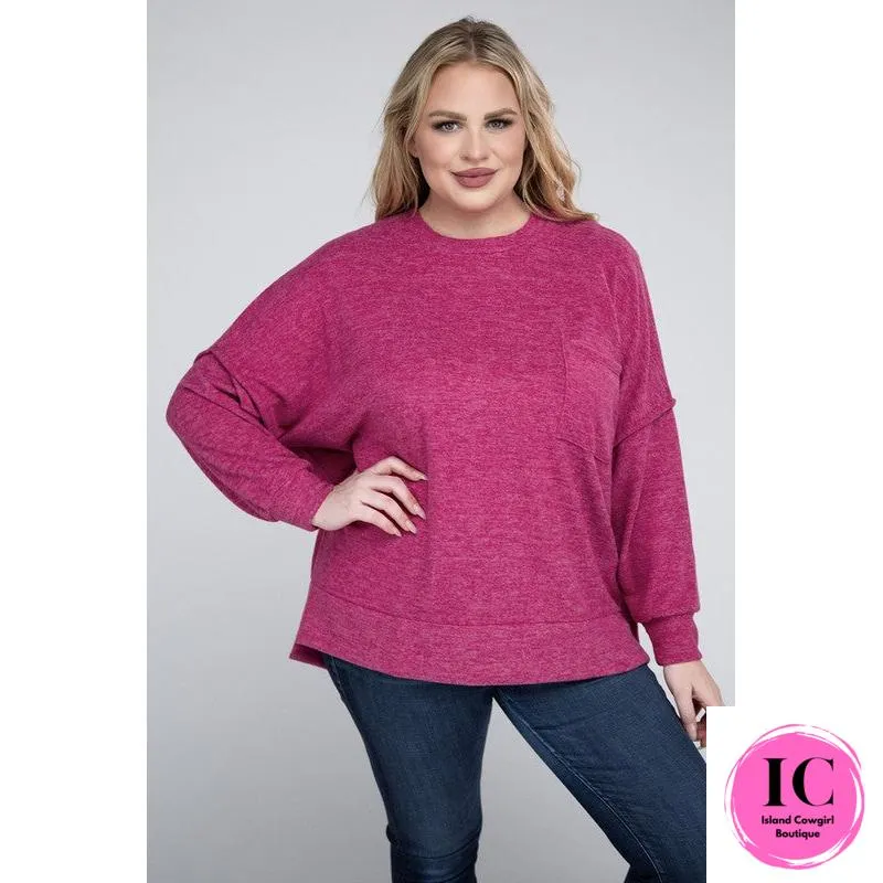 Plus Brushed Melange Drop Shoulder Sweater