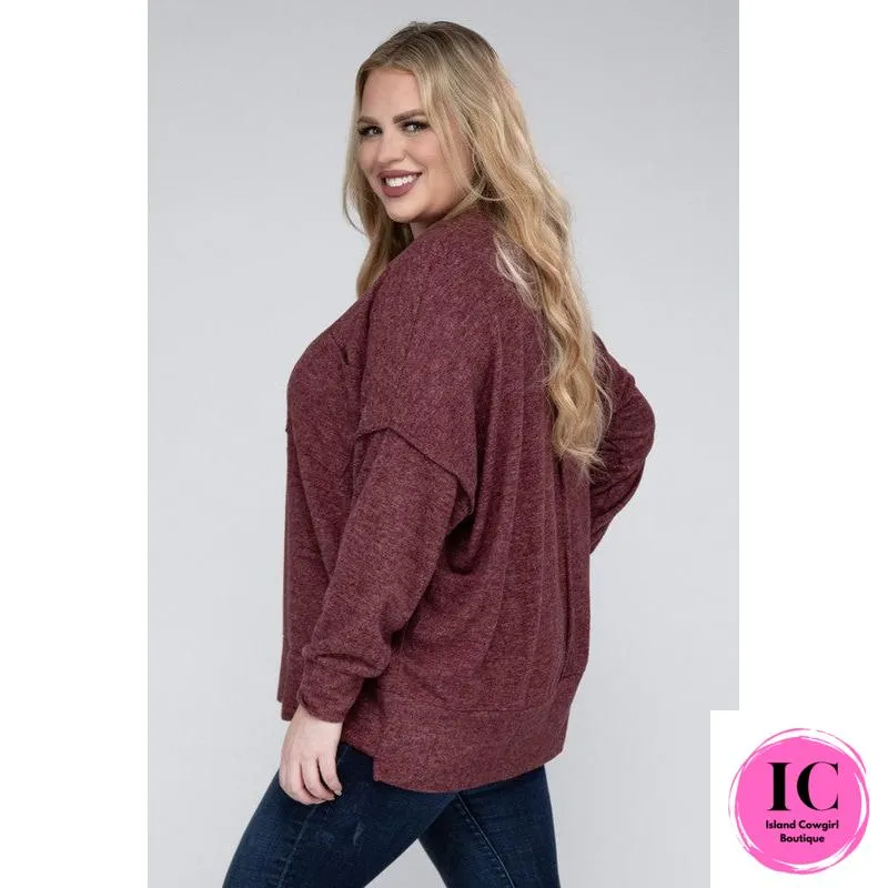 Plus Brushed Melange Drop Shoulder Sweater