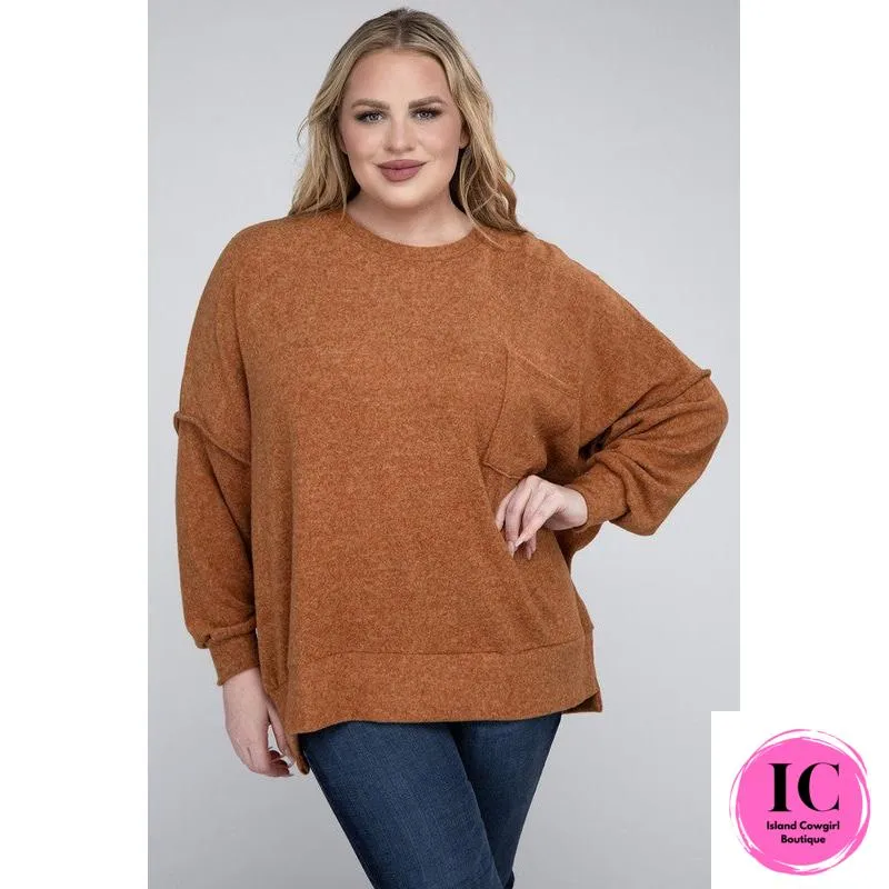 Plus Brushed Melange Drop Shoulder Sweater