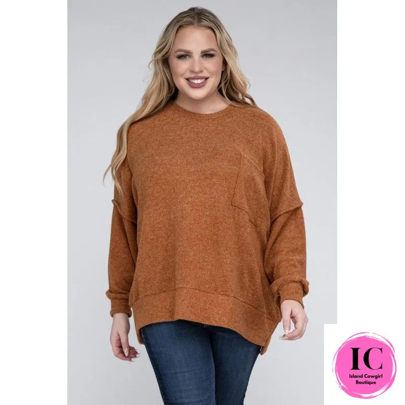 Plus Brushed Melange Drop Shoulder Sweater