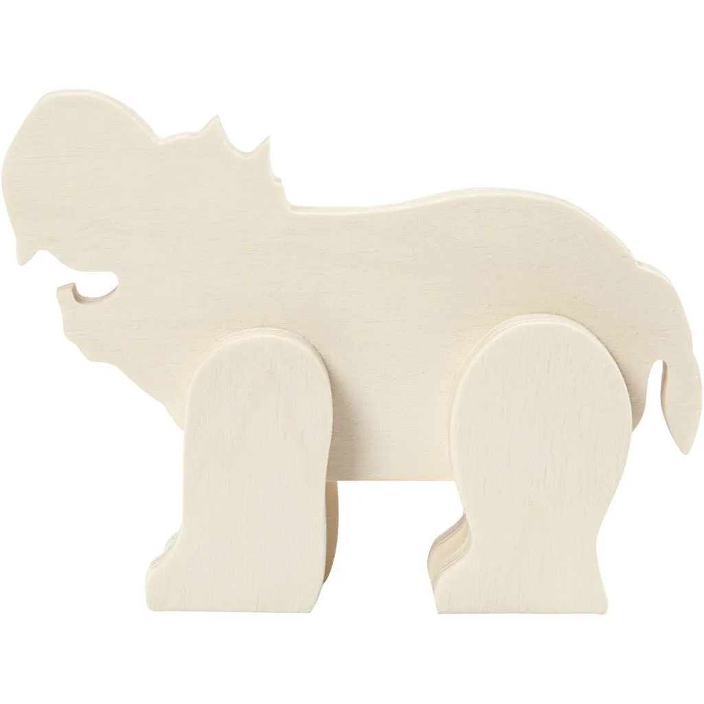 Plywood Animal With Glued Legs Decoration Crafts W: 16 cm H : 12 cm - Hippo