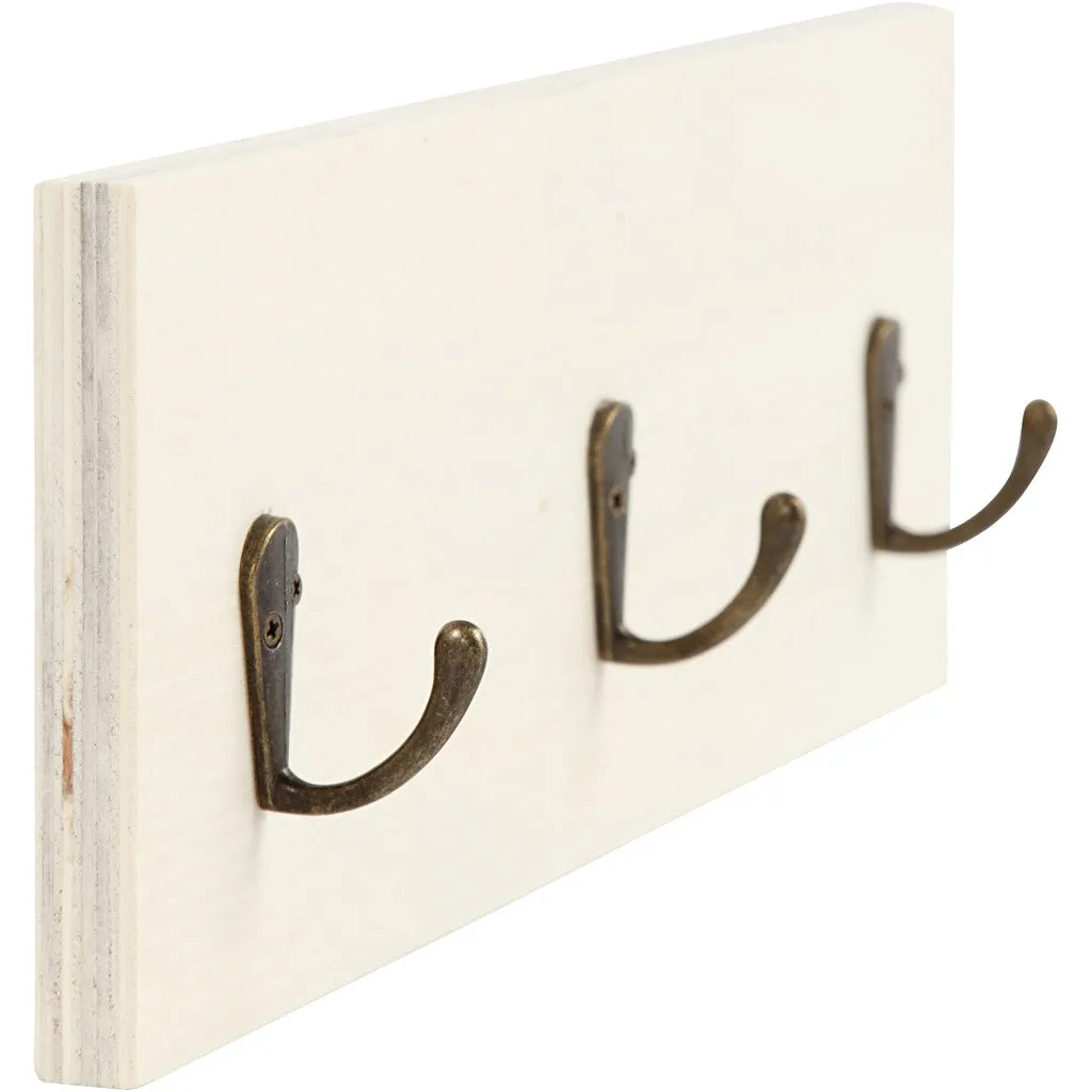Plywood Coat Clothes Hanger Rack With 3 Metal Rivets Home Furnishings Decoration Crafts L: 30 cm