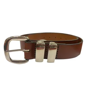 Porter 1.5 Italian Leather Belt Tan with Silver
